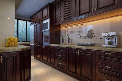中式风格三居室厨房橱柜装修效果图欣赏