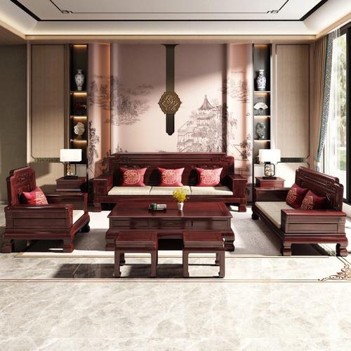 新中式金花梨木沙发往家里客厅一放颜值气质妥妥的
