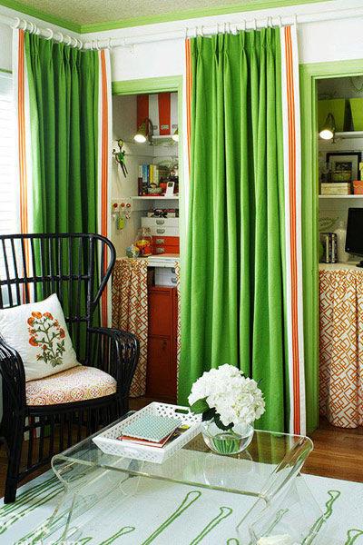 浓墨重彩的绿色窗帘