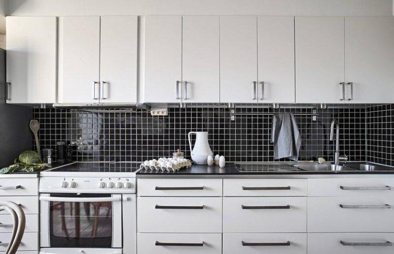 清新北欧风小公寓厨房效果图白色整体橱柜设计图