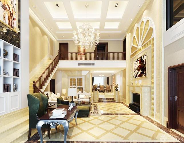 欧式二层别墅客厅墙面装饰图片欣赏设计456装修效果图