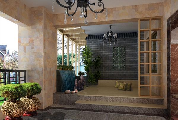 入户花园式户型是在入户门与客厅门之间设计了一个类似玄关概念的花园