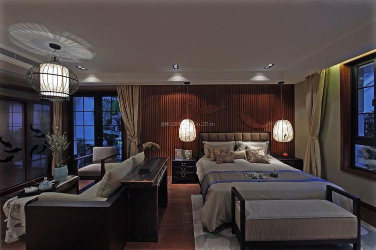 中式家装风格小户型客厅卧室一体装修图装修123效果图