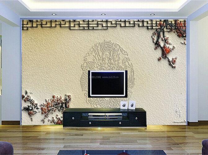 中式风格硅藻泥电视背景墙装修效果图大全