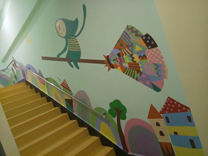 幼儿园楼道墙面彩绘墙面装饰壁画