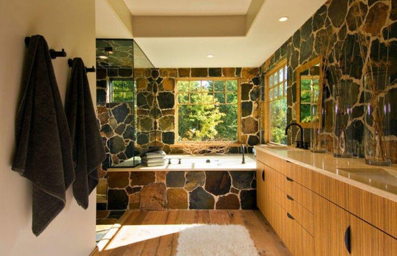 石头堆砌的卫生间创意满满卫浴图片
