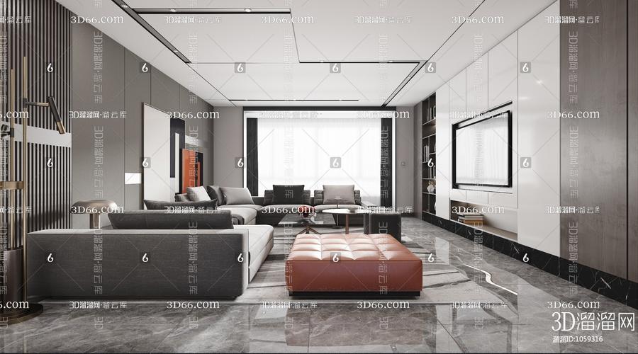 现代风格室内客厅3d模型下载