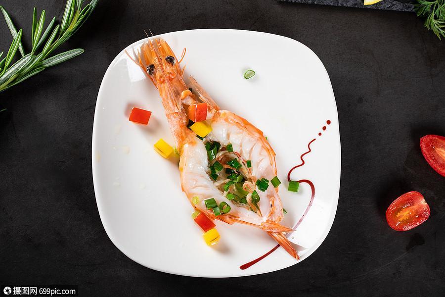 虾摆盘菜品高清图片素材