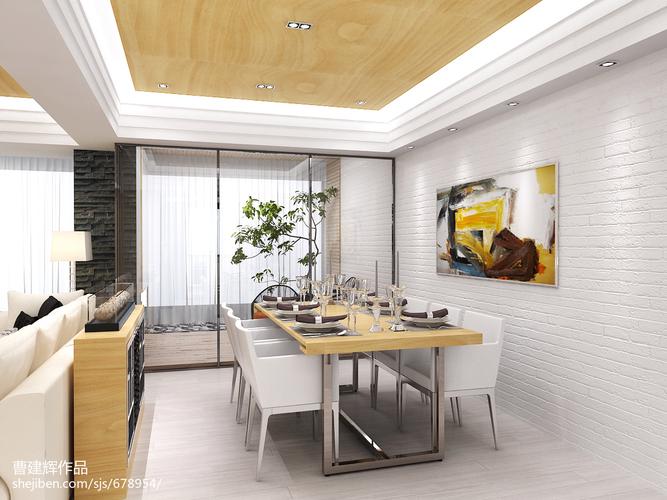 热门98平米三居餐厅现代装修设计效果图片厨房现代简约餐厅设计图片