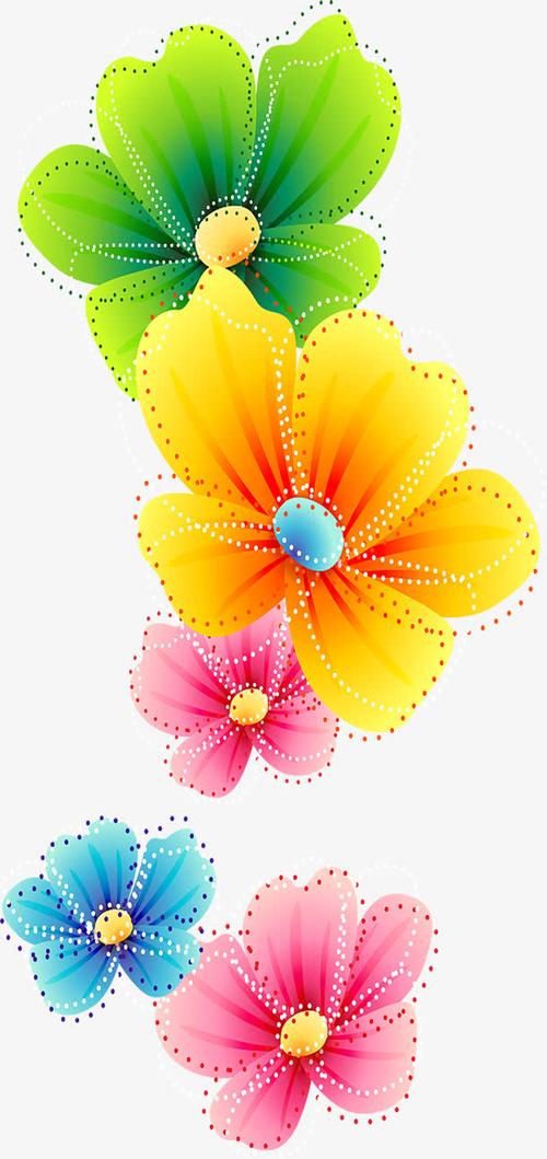 彩色个性设计花朵虚线
