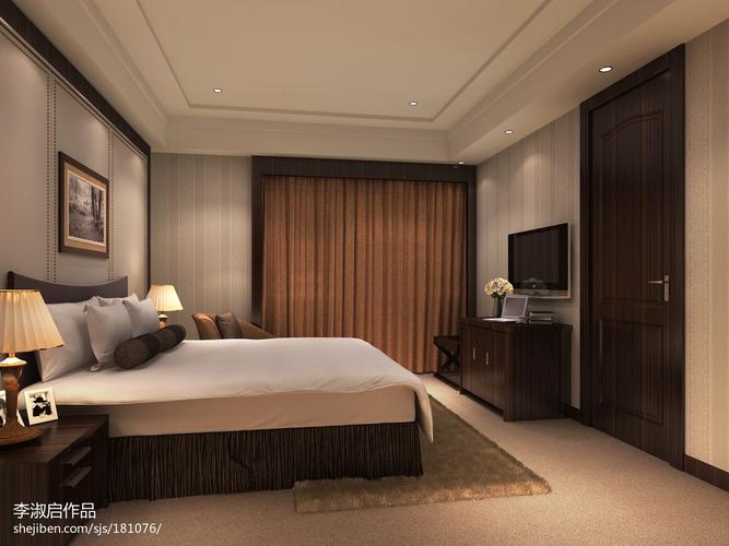 经济型宾馆室内设计大床房效果图