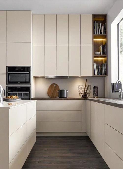 l字型的布局是最常见的即厨房操作台呈l摆开橱柜的深度设计通常在