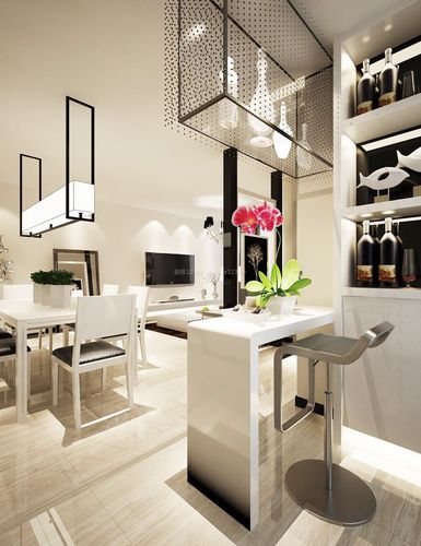 室内设计现代简约风格家庭吧台设计效果图