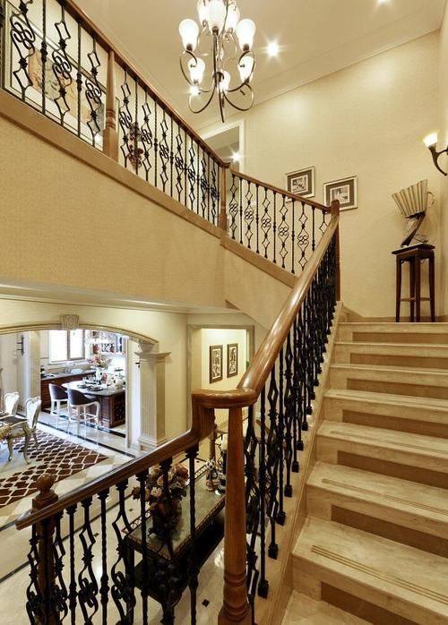 欧式黑色铁艺镂空楼梯效果图精美地中海设计雕花铁艺楼梯效果图铁艺床