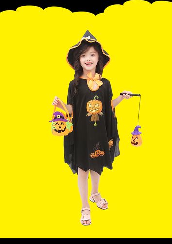 万圣节儿童服装女童披风男童衣服斗篷幼儿园表演演出服饰巫婆女巫