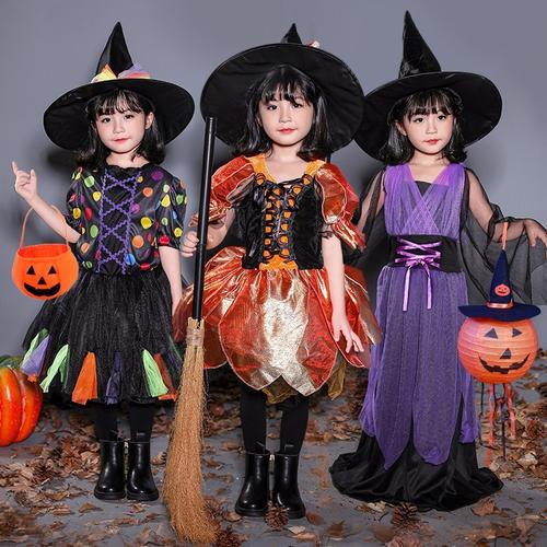 万圣节儿童服装女童女巫衣服幼儿园演出演出服服饰巫婆其他配件