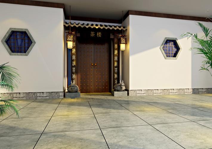 中式茶楼大门设计效果图家装装修案例效果图