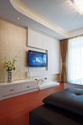 中冶尚城二房现代简约客厅简约电视背景墙装修效果图