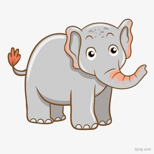 矢量卡通扁平大眼睛大象可爱动物