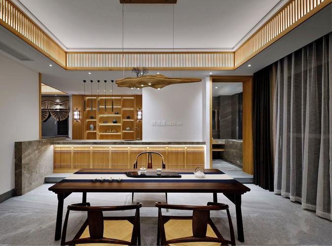 新中式风格别墅茶室装修效果图赏析