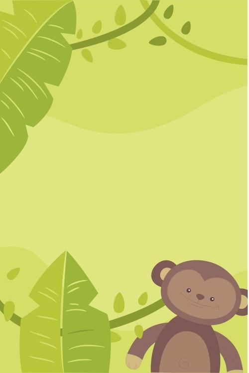 矢量卡通动物猴子绿色简约背景免抠素材免费下载觅元素