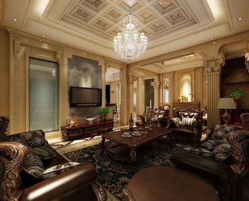 豪华欧式客厅真皮沙发装修效果图片
