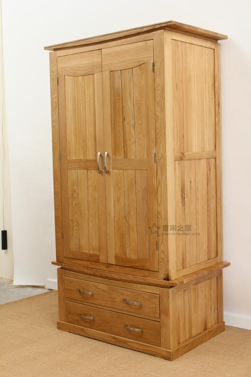 外贸实木家具英国原单全实木白橡木柞木二门衣柜