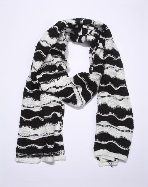 黑白色双色波浪纹围巾