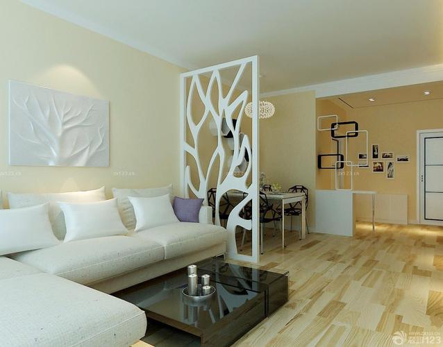 60平米小户型客厅浅棕色木地板装修样板房设计456装修效果图