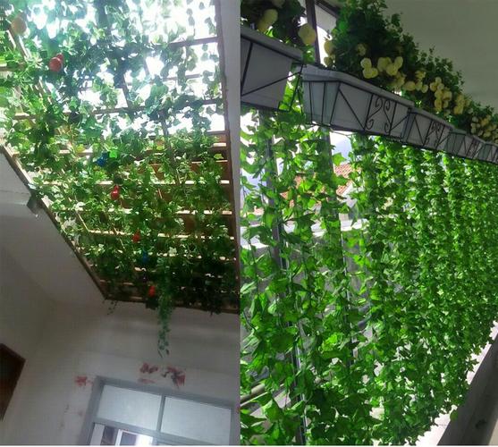假拉花吊顶塑料藤条装饰绿叶房顶室内缠绕绿植店铺装修常青藤树叶