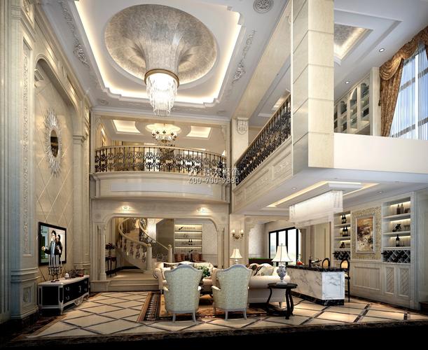 金地天悦湾220平方米欧式风格别墅户型客厅装修效果图