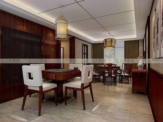 餐厅和棋牌室合理利用空间添加了中式元素使整体空间感觉更加丰富