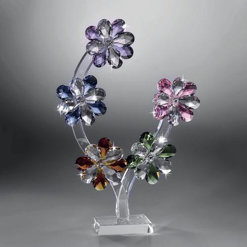 意大利原产ranoldi高纯度水晶摆件六色花装饰生日情人节