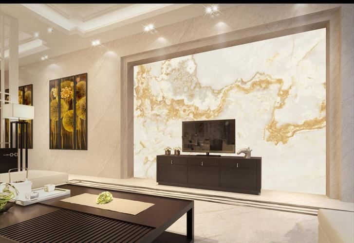 现代欧式电视背景墙客厅装饰微晶石与石材护墙板