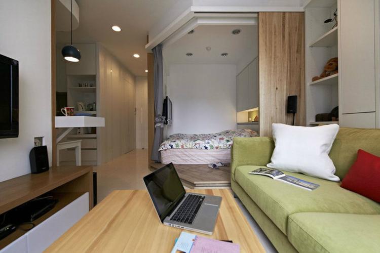 33平白领公寓现代风格客厅卧室装修效果图