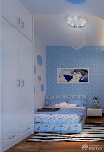 粉蓝色调3平米小卧室装修设计图片