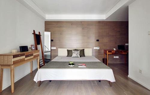 loft风格100平米简洁简约风格木板卧室背景墙装修效果图