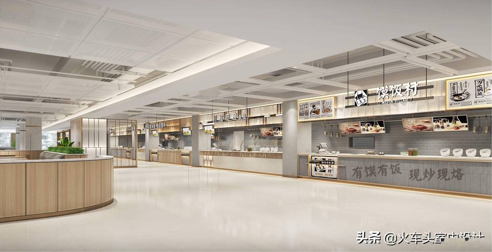 h82企业餐厅员工餐厅食堂室内设计效果图32套美食城档口大厅设计