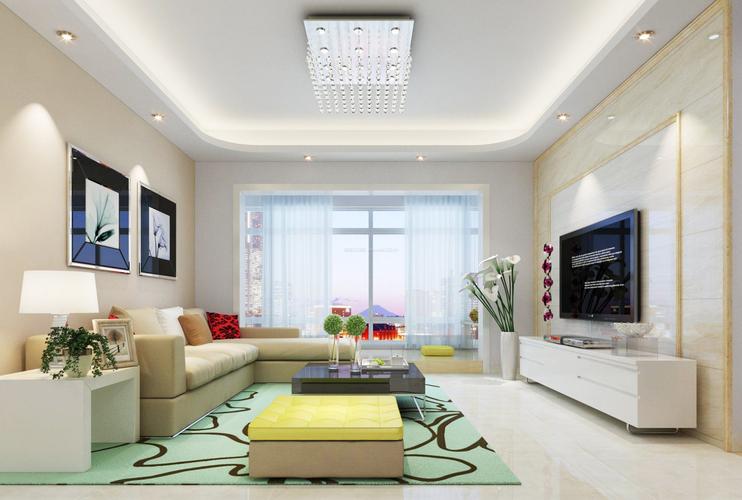 大方质感现代简约客厅地毯颜色装修效果图