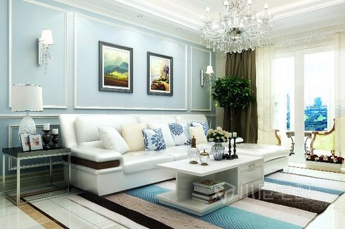 简洁的石膏线造型白色皮质沙发不同的材质带来不同的质感体验.