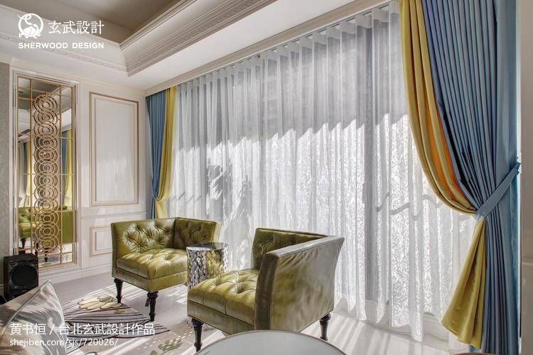 新古典豪宅客厅窗帘装修效果图大全