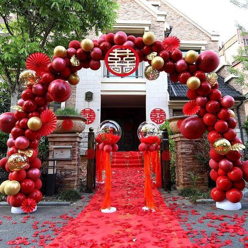 c婚庆气球结婚拱门室外农村用院子外面布置场地婚礼酒店现场大门