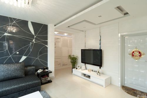 62平米一室一厅小户型电视墙简单装修图片装修123效果图