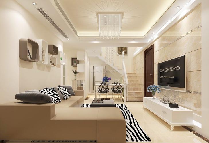 2022现代简约跃层客厅家具风格装修效果图