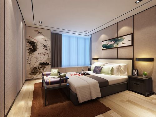 新中式风格卧室背景墙效果图