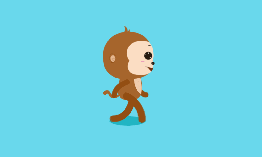 卡通猴子走路可爱gif动图动态图表情包下载soogif