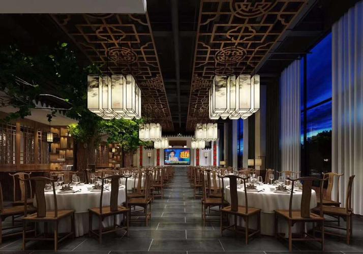 鹤岗1000平米中餐厅饭店装修设计案例效果图