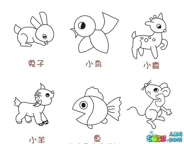 卡通动物简笔画图片动物儿童绘画图集