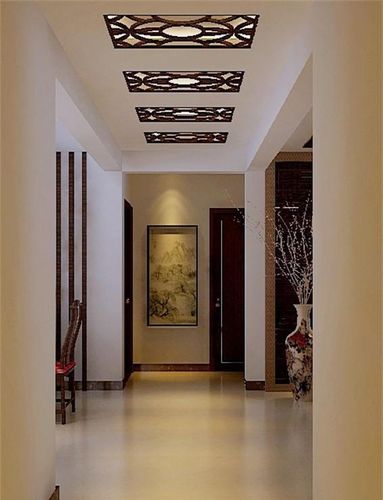 中式风格三居室玄关走廊装修效果图
