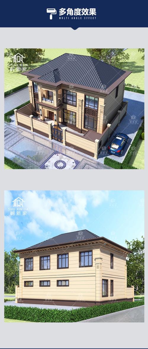 新款农村自建房二层新中式别墅设计图纸房屋设计效果图